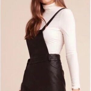 H&M Faux Leather Pinafore Dress with Adjustable Straps and silverzipper detail.